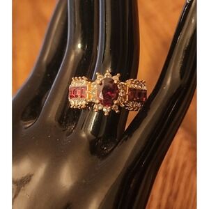 Beautiful Sterling Silver & Simulated Ruby Ring Size 6.5 925